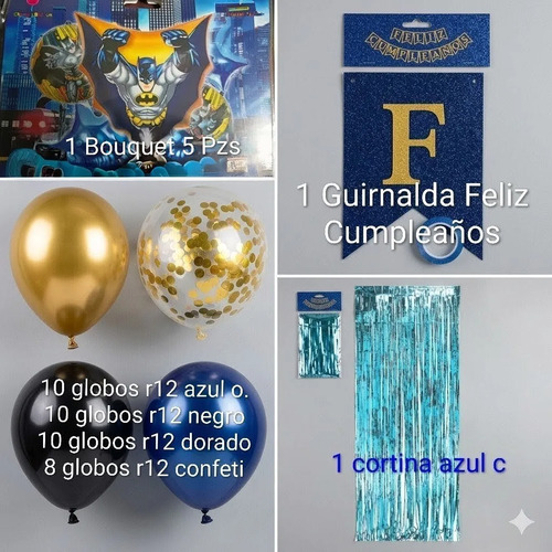 Kit Decoración Super Heroe Batman Cumpleaños Globos Fiesta miniatura 2