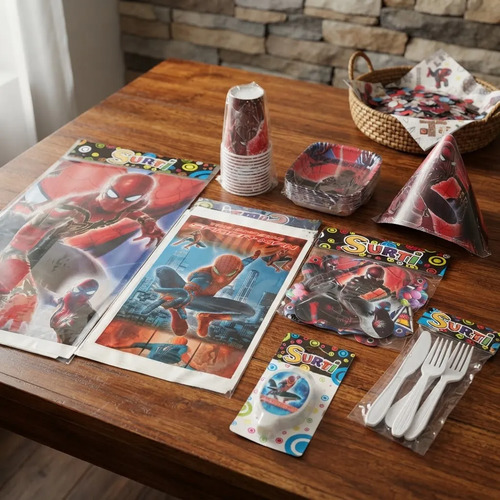 Kit Infantil Decoracion Spiderman Hombre Araña Fiesta Cumpl miniatura 4