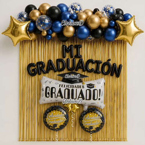 Kit Decoración Graduación Globos Fiesta Grado 64 Pzs