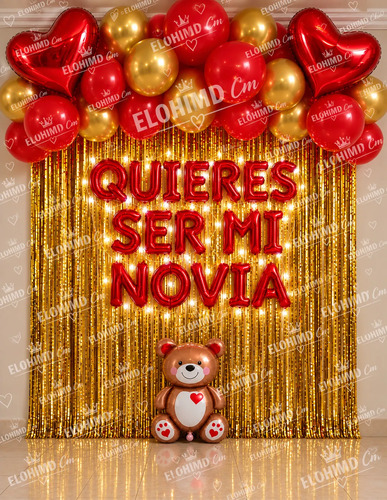 Kit Decoracion Romantica Globos Quieres Ser Mi Novia Amor Letrero Rojo — imagen 1