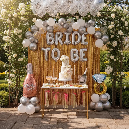 Kit Decoración Globos Despedida Soltera Bride To Be 54 Pzs Plateado — imagen 1