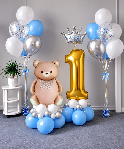 Kit Decoración Globos Animalitos Tiernos - Cumple (mes-años) Osito — imagen 1