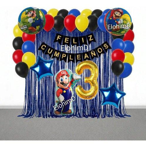 Kit Decoracion Mario Bros Cumpleaños Globos Fiesta — imagen 1