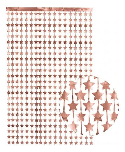 Cortina Metalizada Estrellas Cumpleaños Fiesta Decoracion Rosa — imagen 1