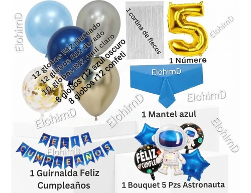 Kit Decoración Astronauta Espacio Exterior Cumpleaños Globos miniatura 2