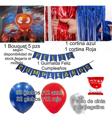 Kit Decoración Spiderman Cumpleaños Globos Fiesta miniatura 3