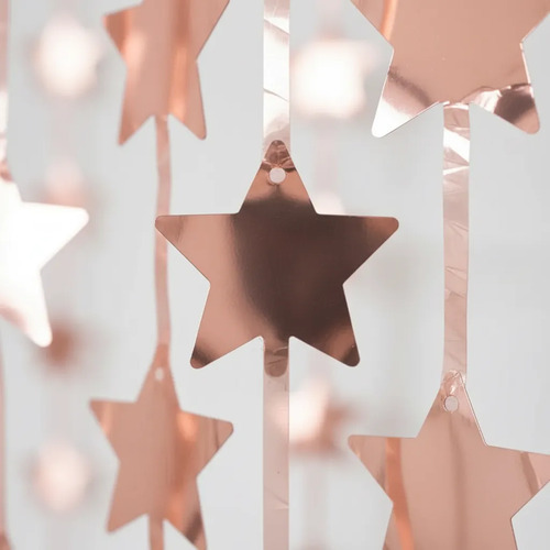 Cortina Metalizada Estrellas Cumpleaños Fiesta Decoracion Rosa miniatura 5