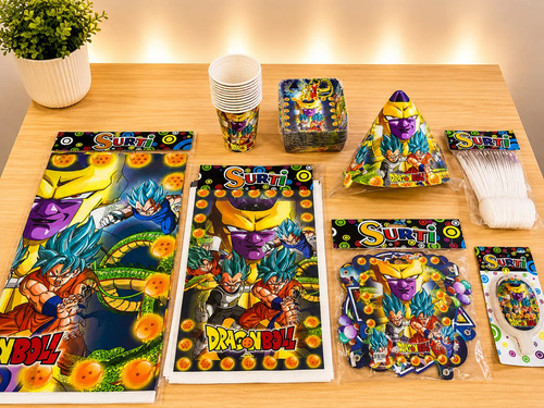 Kit Decoración Dragón Ball Piñata Fiesta Infantil + Vela — imagen 1