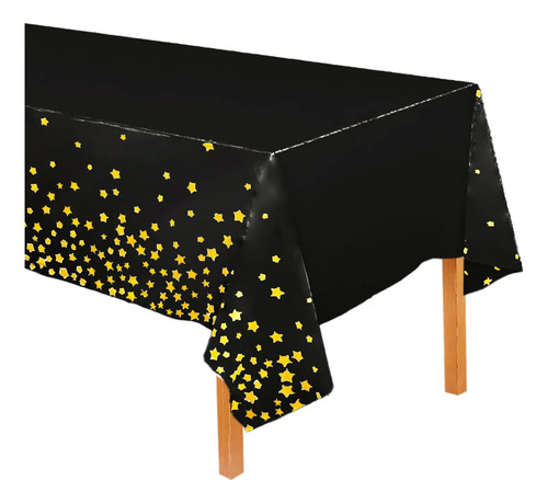 Mantel Fiesta Metalizado Rectangular 1.37m X 1.83m Estrellas Negro Estrellas — imagen 1