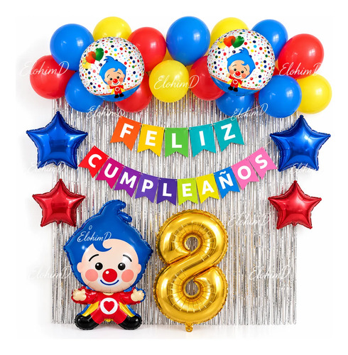 Kit Decoracion Payaso Plim Plim Globos Fiesta Cumpleaños