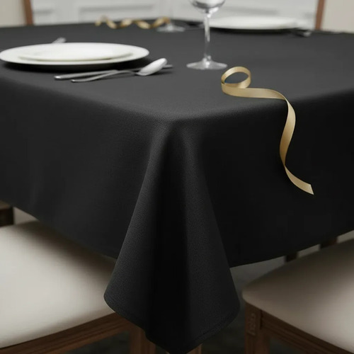Mantel Fiesta Decoracion Tipo Tela Reutilizable 137x183cm Negro