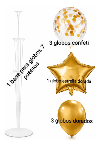 Base Globos Soporte Acrilico 7 Puesto Con Set De 7 Globos Transparente — vista alternativa
