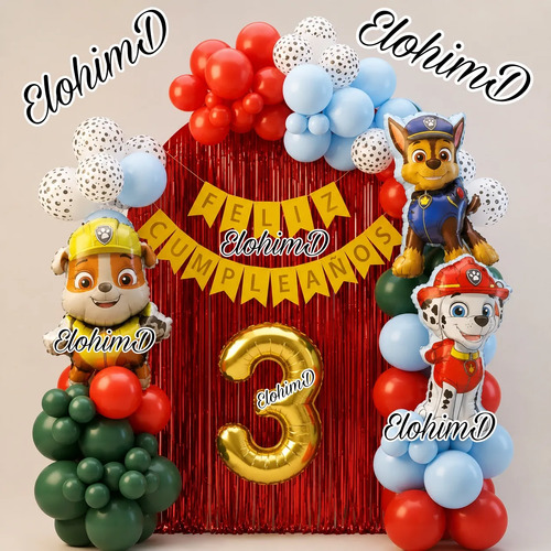 Kit Decoración Cumpleaños Paw Patrol Patrulla Canina Globos — imagen 1