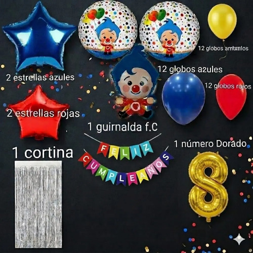 Kit Decoracion Payaso Plim Plim Globos Fiesta Cumpleaños — vista alternativa