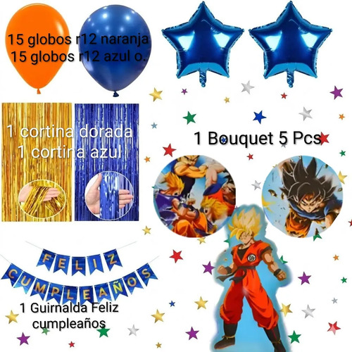 Kit Decoración Globos Cumpleaños Dragon Ball Z  Super Sayayi miniatura 2