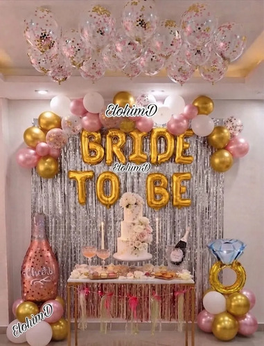 Kit Decoración Globos Despedida Soltera Bride To Be 54 Pzs Dorado miniatura 4