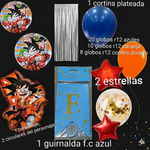 Kit Decoracion Goku Dragon Ball Z Cumpleaños Globos Fiesta miniatura 2
