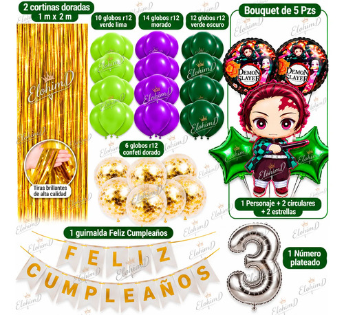 Decoración Globos Fiesta Tanjiro Demon Slayer Cumpleaños miniatura 2