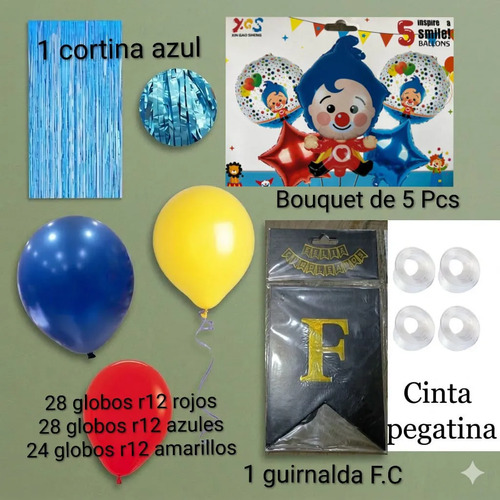 Kit Decoracion Payaso Plim Plim Cumpleaños Globo Fiesta miniatura 2