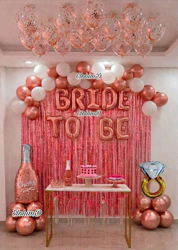 Kit Decoración Globos Despedida Soltera Bride To Be 54 Pzs Oro Rosa miniatura 3