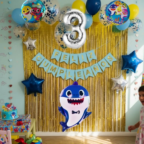 Kit Decoracion Baby Shark Tiburon Globos Fiesta Cumpleaños — imagen 1