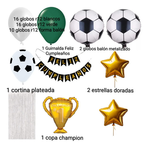 Kit Decoracion Atlético Nacional Globos Cumpleaños - 49 Pzs miniatura 2
