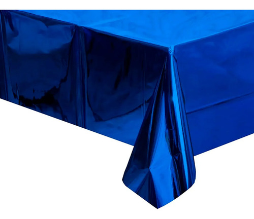 Mantel Fiesta Metalizado Rectangular 1.37m X 1.83m Estrellas Azul Liso miniatura 3