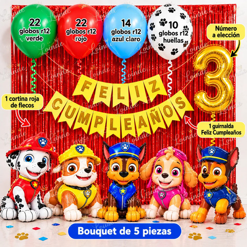 Kit Decoración Cumpleaños Paw Patrol Globos Fiesta Infantil miniatura 2