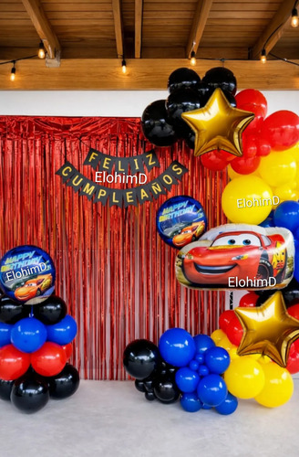 Kit Decoracion Cars Rayo Mcqueen Cumpleaños Globos 92 Pcs