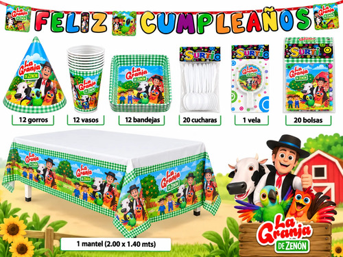 Kit Decoración Piñata Granja De Zenón Fiesta Infantil miniatura 2
