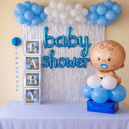 Globo Baby Shower Cursivo Letrero Fiesta Decoracion Azul Claro miniatura 2