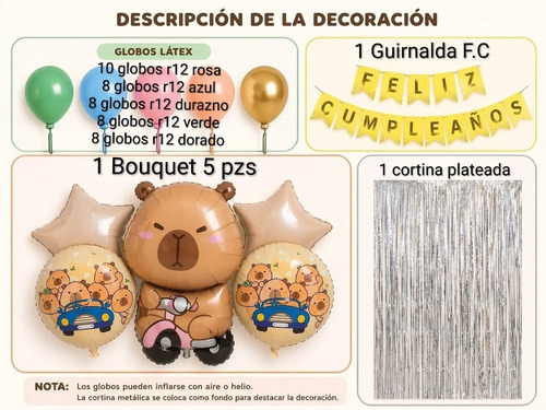 Kit Decoracion Capibara En Moto Cumpleaños Globos Fiesta — vista alternativa