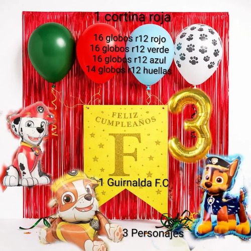 Kit Decoración Cumpleaños Paw Patrol Patrulla Canina Globos miniatura 2