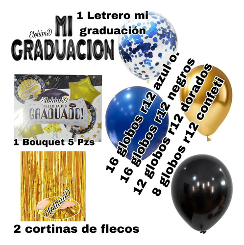 Kit Decoración Graduación Globos Fiesta Grado 64 Pzs miniatura 2