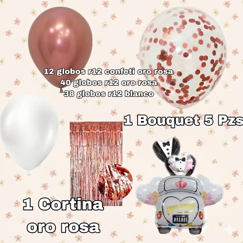 Kit Decoracion Boda Recien Casados Aniversario Globos Fiesta miniatura 3