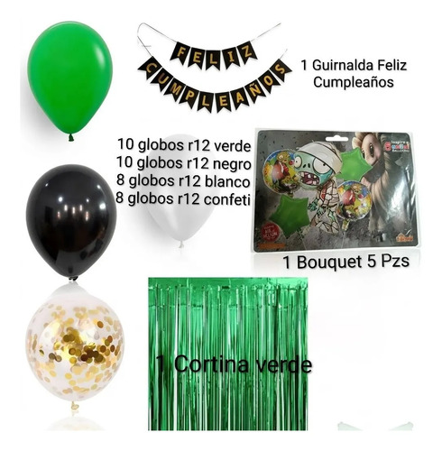 Kit Decoración Zombies Vs Planta Cumpleaños Globos Fiesta miniatura 2