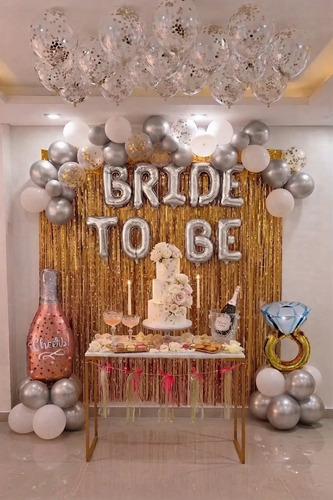 Kit Decoración Globos Despedida Soltera Bride To Be 54 Pzs Plateado miniatura 5