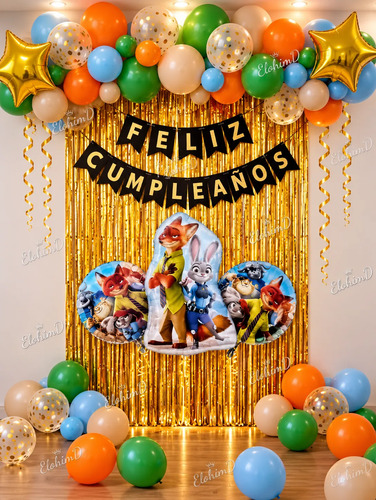 Kit Decoración Globos Zootopia Cumpleaños Globos Fiesta — imagen 1