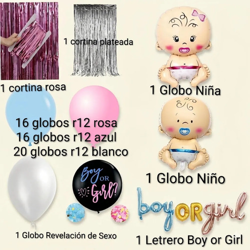 Kit Decoracion Revelación De Sexo Globos Fiesta Globos Bebes miniatura 2