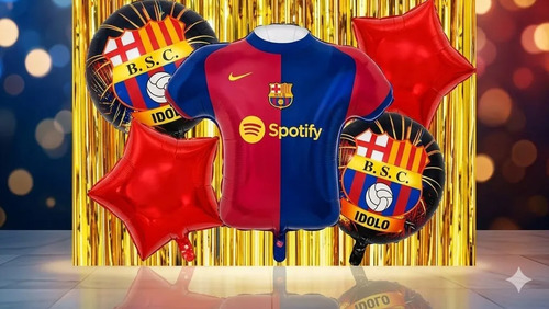 Kit Decoración Barcelona Futbol Globos Cumpleaños Barsa miniatura 3