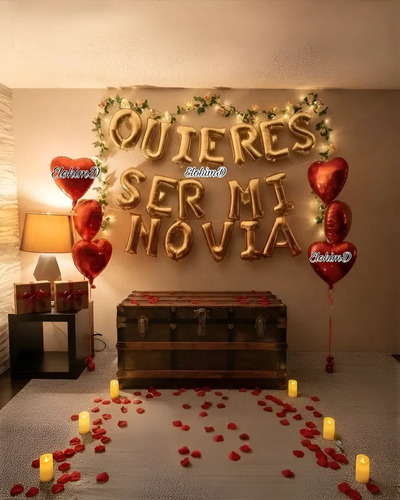 Kit Globos Quieres Ser Mi Novia Decoracion Fiesta Dorado