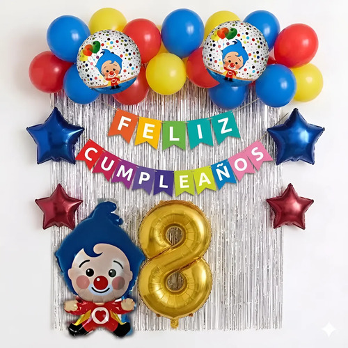 Kit Decoracion Payaso Plim Plim Globos Fiesta Cumpleaños