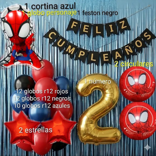 Kit Decoracion Spiderman Hombre Araña  Cumpleaños Globos miniatura 2
