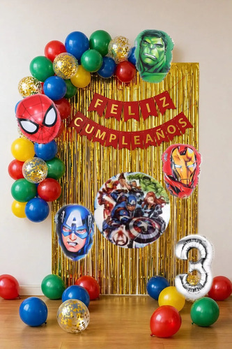Kit Decoracion Super Heroes Avengers Cumpleaños Fiesta Globo miniatura 2