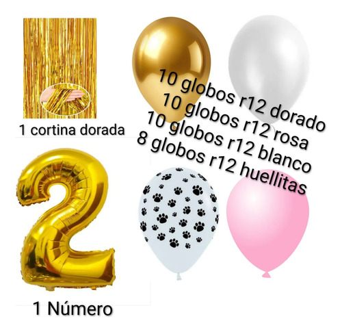 Kit Decoracion Huellitas De Amor Cumpleaños Perruno Fiesta Rosa miniatura 2