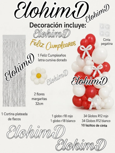 Kit Decoracion Feliz Cumpleaños Mujer Fiesta Globos — vista alternativa