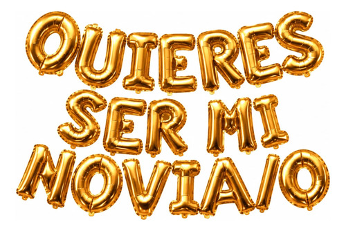 Kit Globos Quieres Ser Mi Novia Decoracion Fiesta Dorado miniatura 3