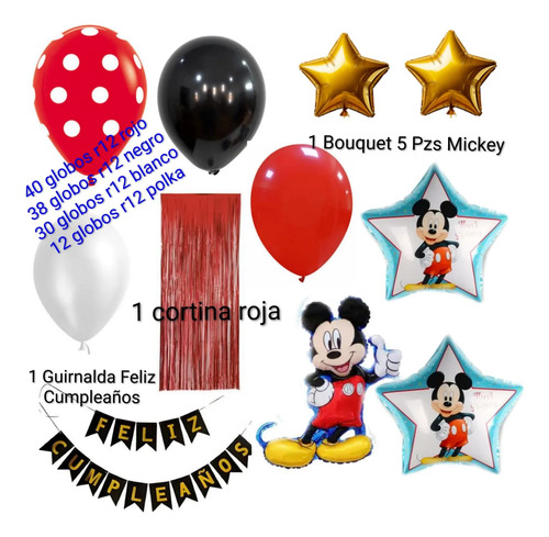 Kit Decoración Cumpleaños Mickey Mouse  Fiesta Arco Organico — vista alternativa