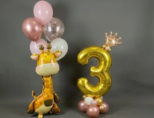 Kit Decoración Globos Animalitos Tiernos - Cumple (mes-años) Jirafa — imagen 1