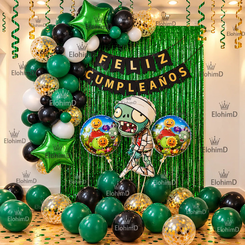 Kit Decoración Zombies Vs Planta Cumpleaños Globos Fiesta — imagen 1